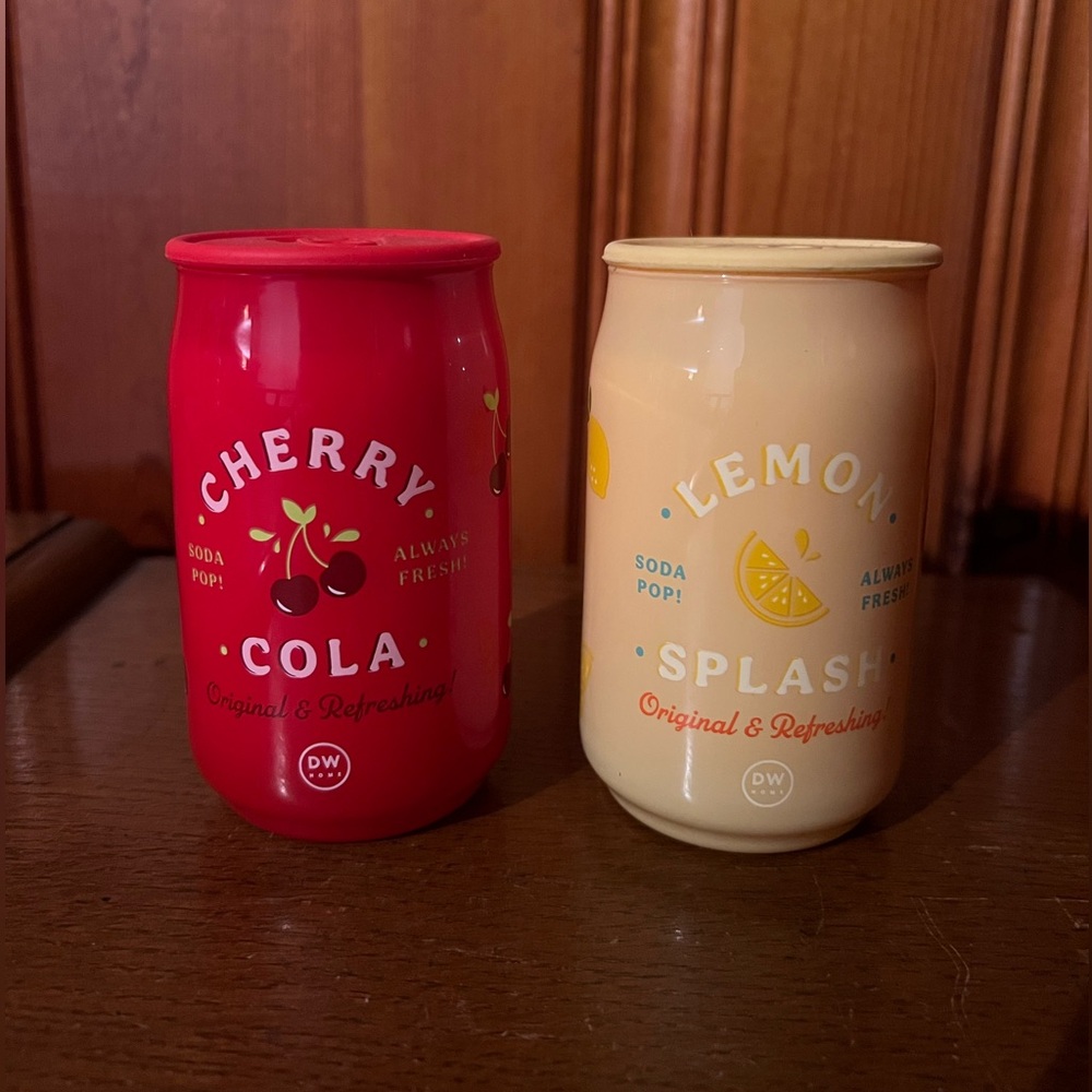 2 DW Home Soda Pop 6.2oz Candles-Cherry Cola & Lemon Splash-New